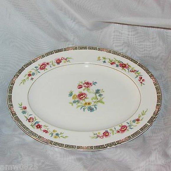 Large Serving Platter John Maddock 12" Oval Floral Center Cottagecore Vintage - Picture 1 of 9